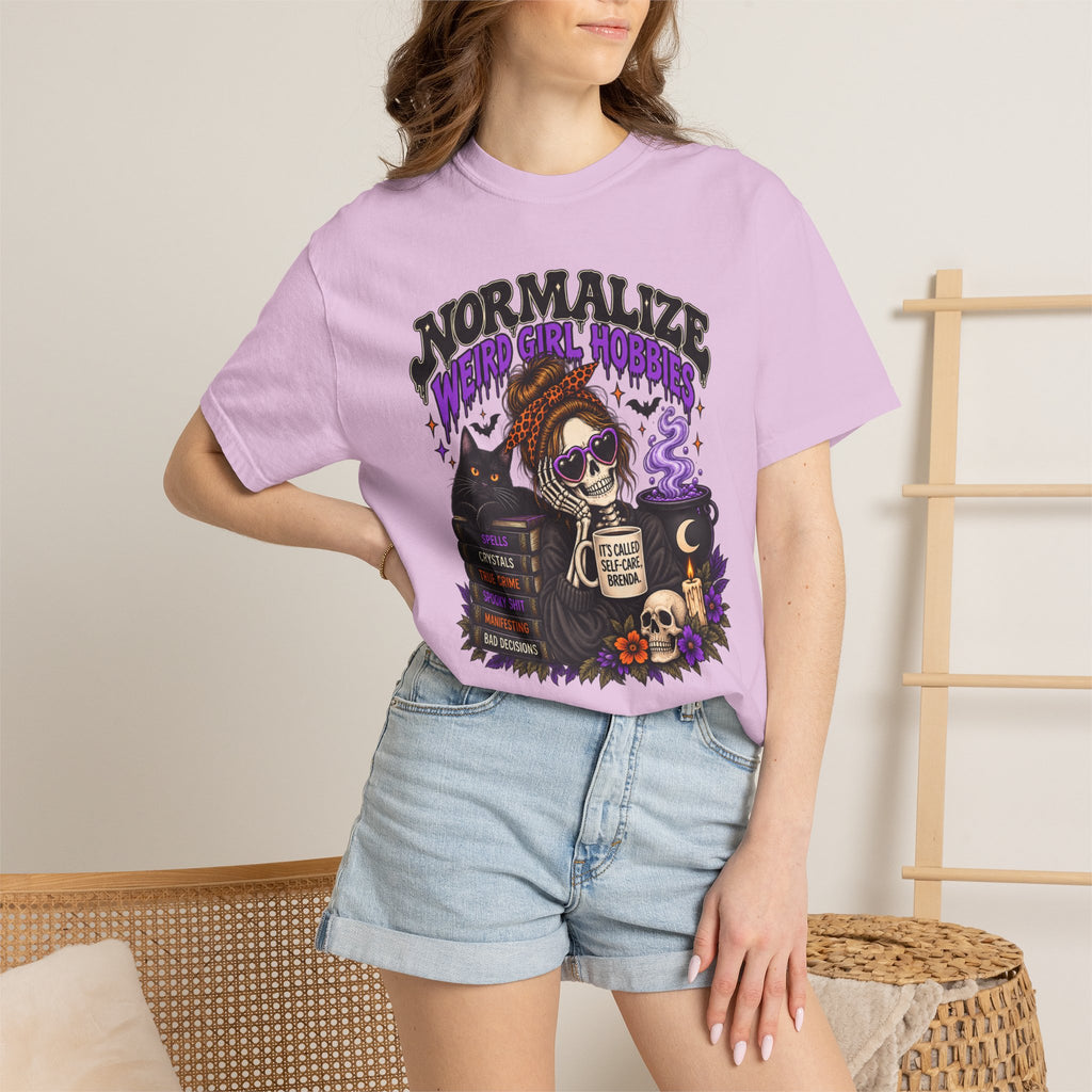 Normalize Weird Girl Hobbies Graphic Tee | Spooky Comfort Colors® Shirt