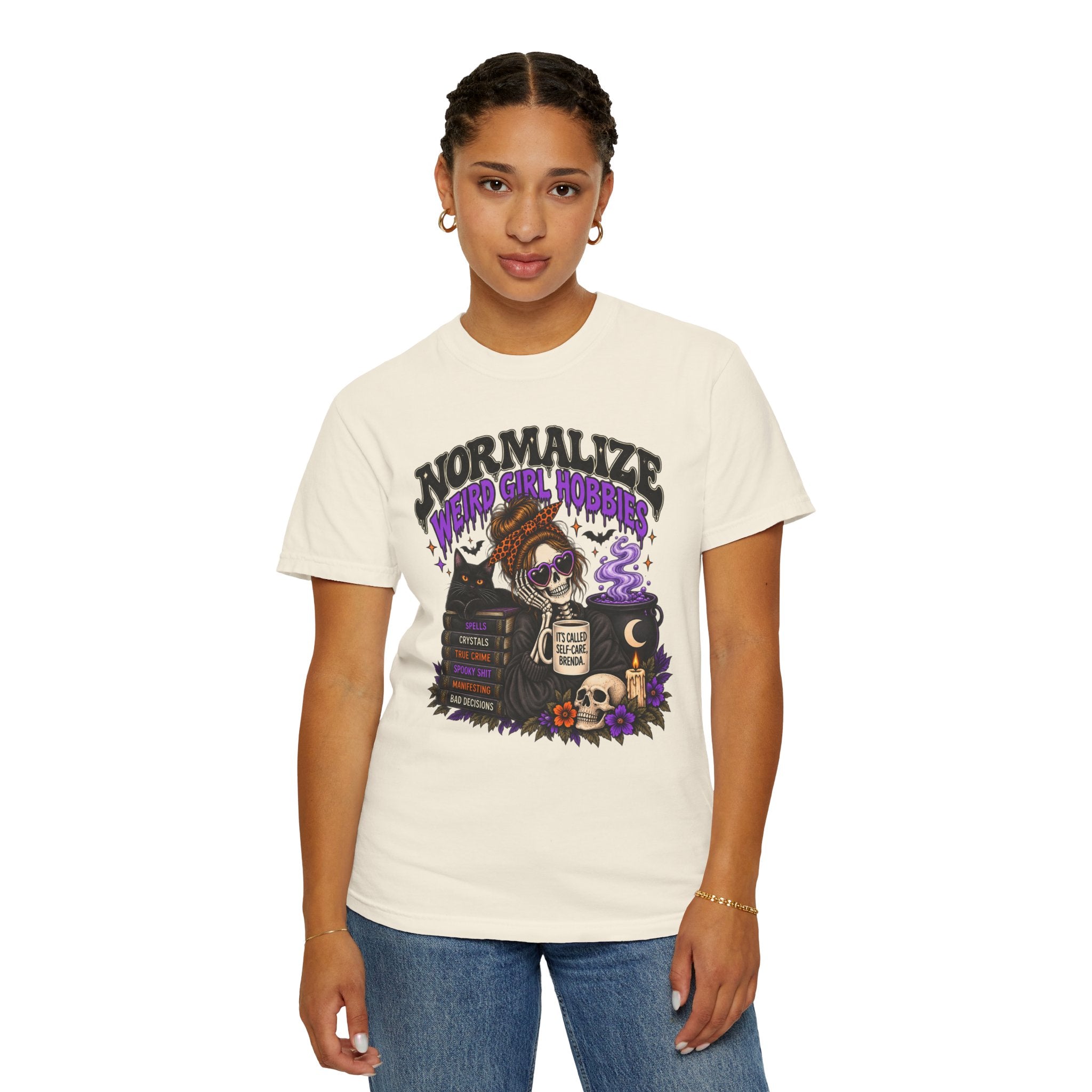 Normalize Weird Girl Hobbies Graphic Tee | Spooky Comfort Colors® Shirt