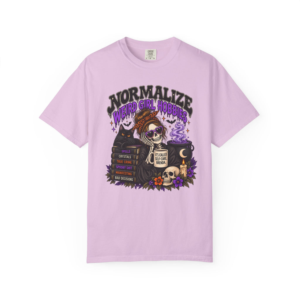 Normalize Weird Girl Hobbies Graphic Tee | Spooky Comfort Colors® Shirt