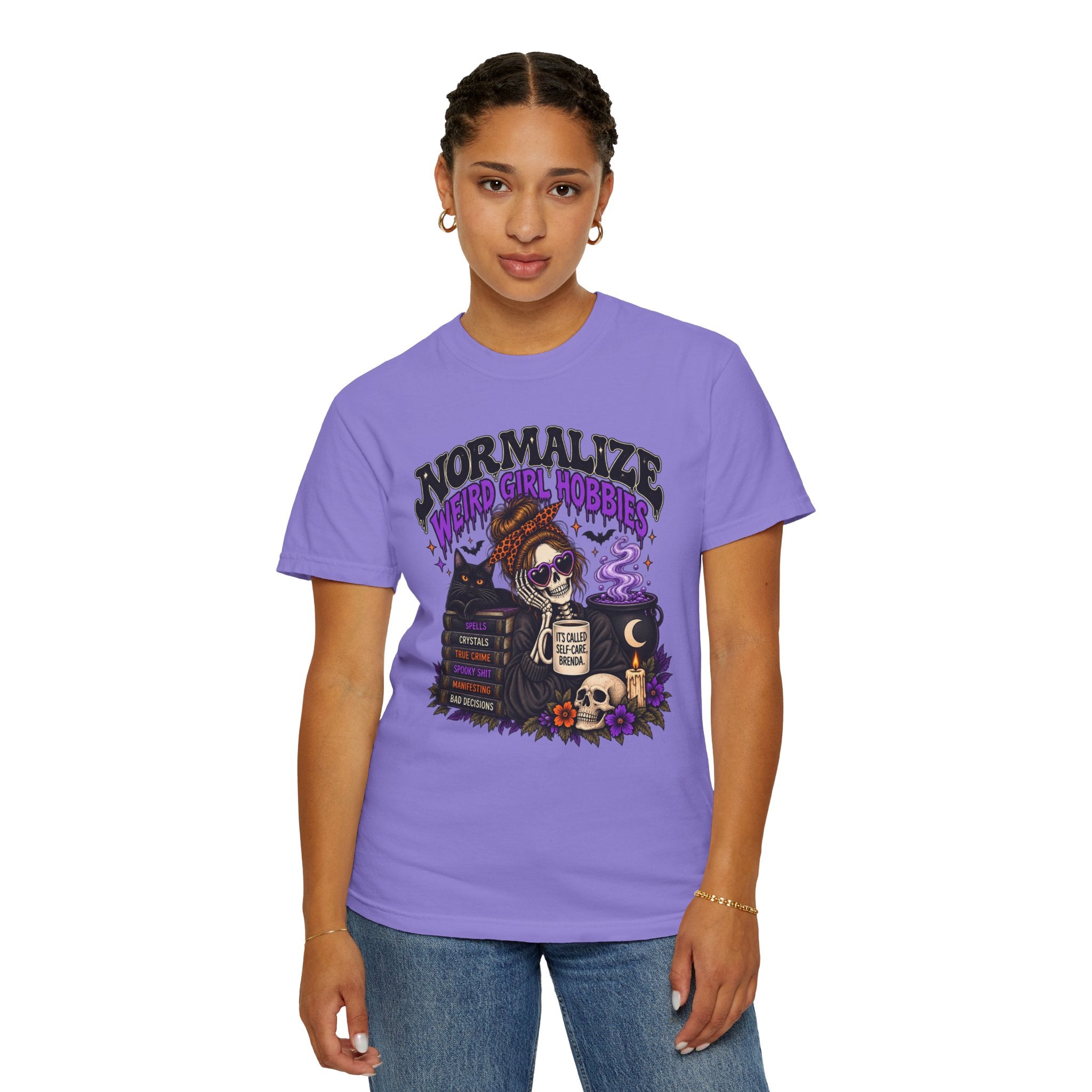 Normalize Weird Girl Hobbies Graphic Tee | Spooky Comfort Colors® Shirt