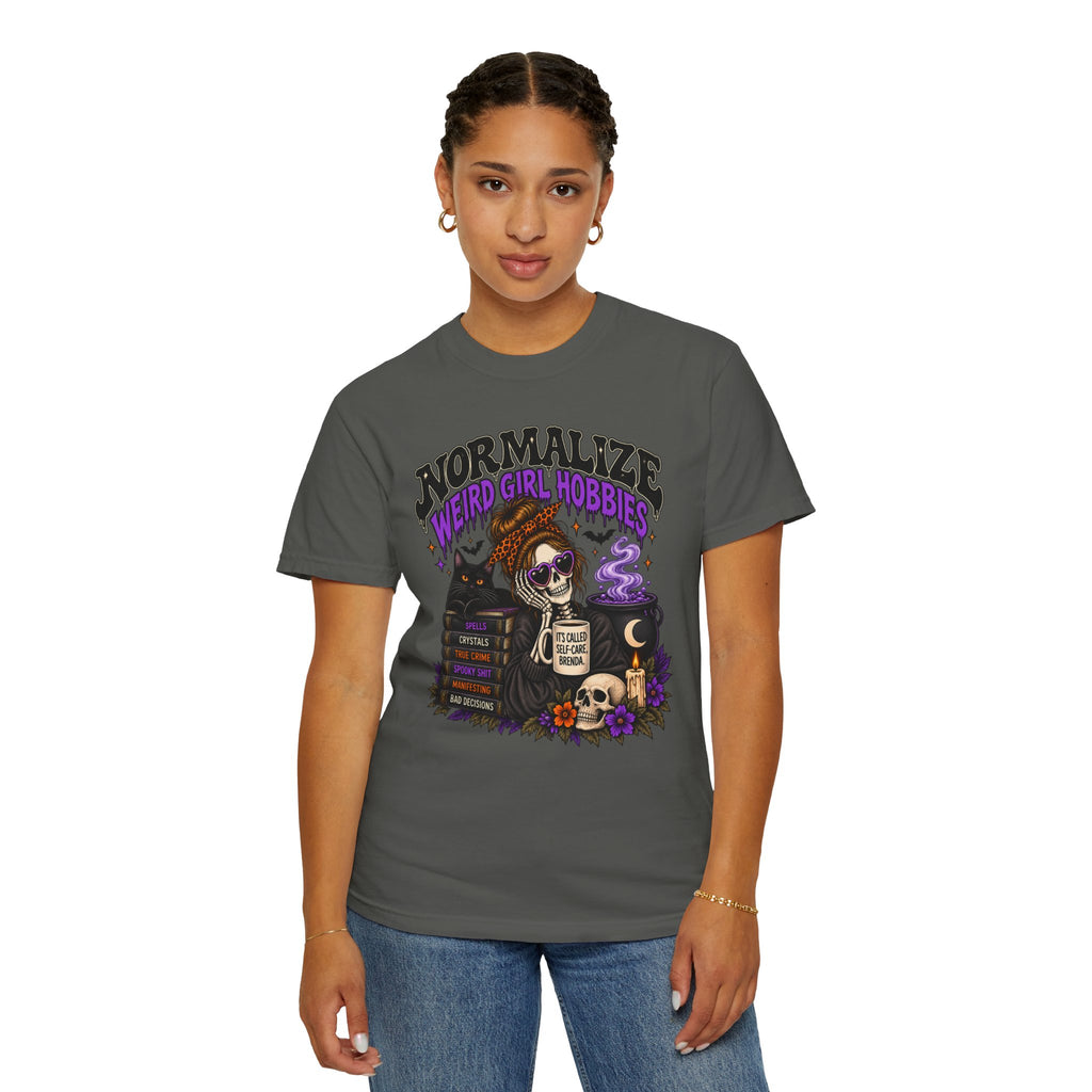 Normalize Weird Girl Hobbies Graphic Tee | Spooky Comfort Colors® Shirt