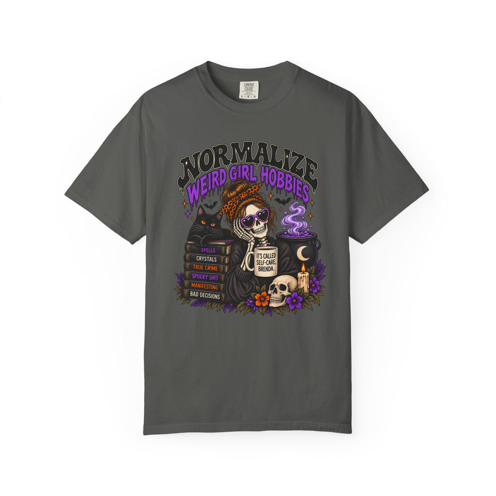 Normalize Weird Girl Hobbies Graphic Tee | Spooky Comfort Colors® Shirt