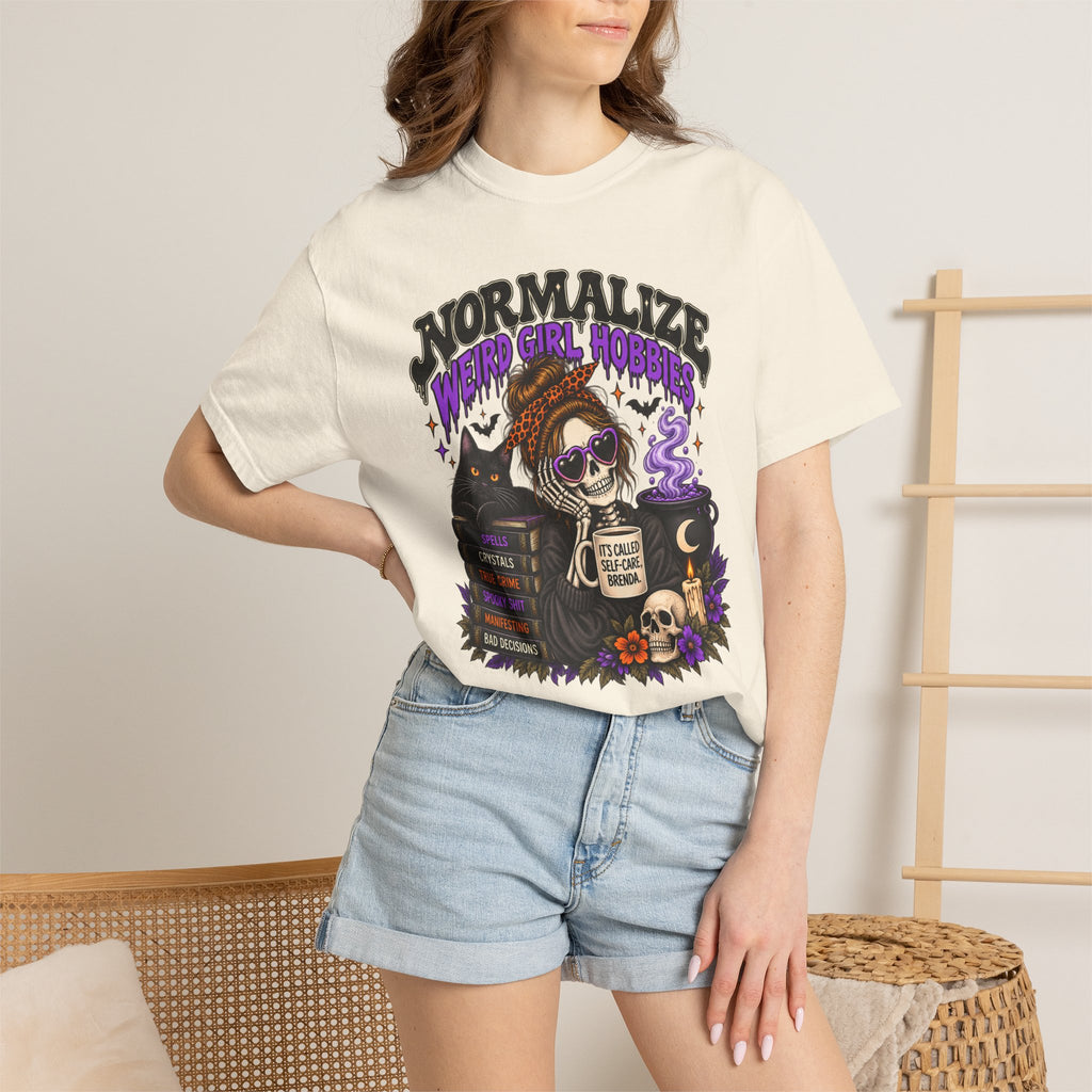 Normalize Weird Girl Hobbies Graphic Tee | Spooky Comfort Colors® Shirt