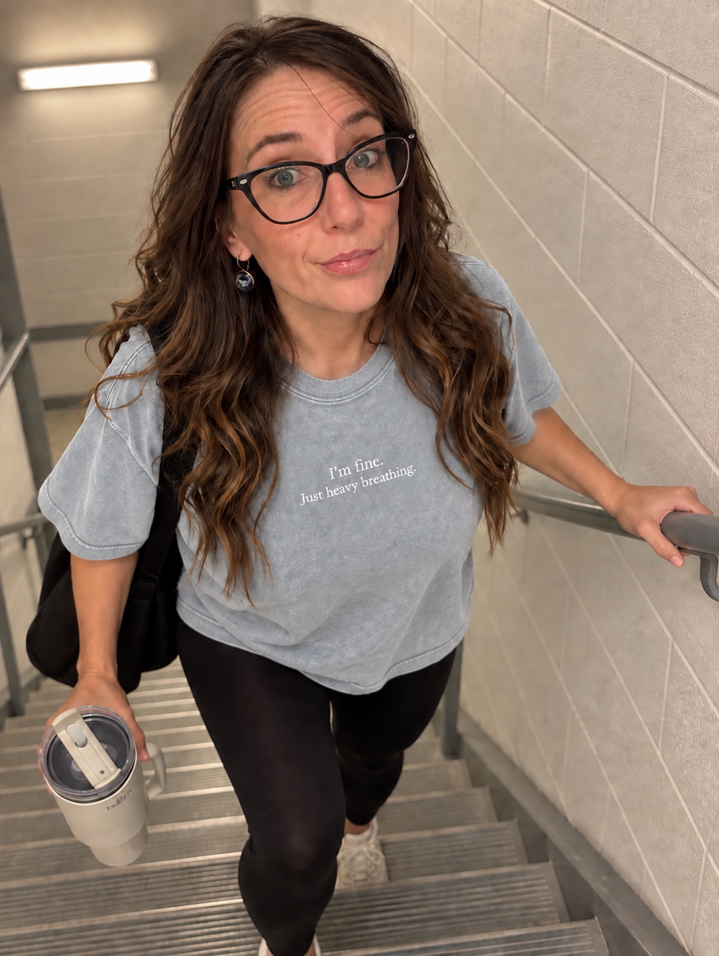 I’m Fine. Just Heavy Breathing. Embroidered Tee